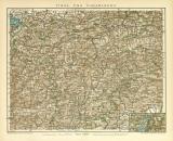 Tirol und Voralberg historische Landkarte Lithographie ca. 1900