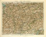Tirol und Voralberg historische Landkarte Lithographie ca. 1911