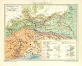 Tiergeographie II. Tierverbreitung in Deutschland historische Landkarte Lithographie ca. 1902