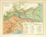 Tiergeographie II. Tierverbreitung in Deutschland historische Landkarte Lithographie ca. 1907