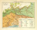 Tiergeographie II. Tierverbreitung in Deutschland historische Landkarte Lithographie ca. 1909