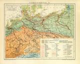 Tiergeographie II. Tierverbreitung in Deutschland historische Landkarte Lithographie ca. 1911