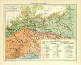 Tiergeographie II. Tierverbreitung in Deutschland historische Landkarte Lithographie ca. 1912