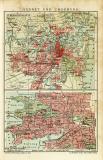 Sydney und Umgebung historischer Stadtplan Karte Lithographie ca. 1911