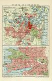 Sydney und Umgebung historischer Stadtplan Karte Lithographie ca. 1912