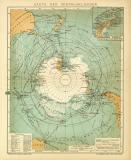 Karte der Südpolarländer historische Landkarte Lithographie ca. 1904