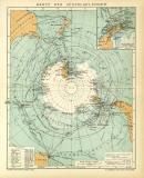 Karte der Südpolarländer historische Landkarte Lithographie ca. 1907