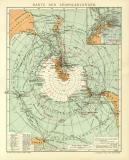 Karte der Südpolarländer historische Landkarte Lithographie ca. 1912
