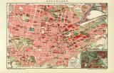 Stuttgart historischer Stadtplan Karte Lithographie ca. 1912