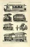 Straßenbahnen I. - II. historische Bildtafel Holzstich ca. 1902