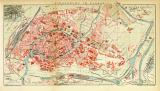Strassburg im Elsass historischer Stadtplan Karte Lithographie ca. 1904