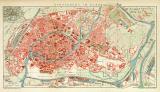 Strassburg im Elsass historischer Stadtplan Karte Lithographie ca. 1907