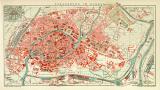 Strassburg im Elsass historischer Stadtplan Karte Lithographie ca. 1909