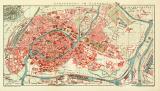 Strassburg im Elsass historischer Stadtplan Karte Lithographie ca. 1912