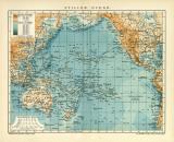 Stiller Ocean historische Landkarte Lithographie ca. 1903