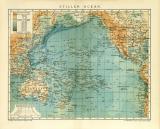 Stiller Ocean historische Landkarte Lithographie ca. 1911