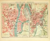 Stettin und Umgebung historischer Stadtplan Karte Lithographie ca. 1904