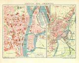 Stettin und Umgebung historischer Stadtplan Karte Lithographie ca. 1906