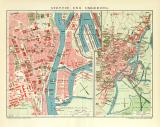 Stettin und Umgebung historischer Stadtplan Karte Lithographie ca. 1911
