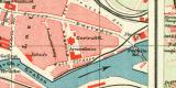 Stettin und Umgebung historischer Stadtplan Karte Lithographie ca. 1911