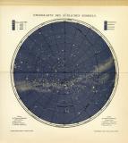 Sternkarte des Südlichen Himmels mit Vorblatt historische Karte Chromolithographie ca. 1902