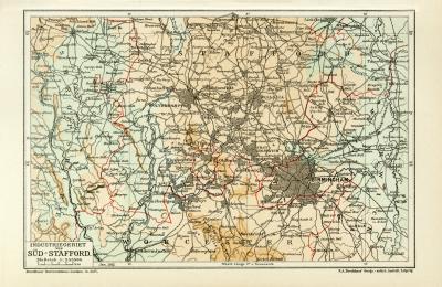 Industriegebiet von Süd - Stafford historische Landkarte Lithographie ca. 1912