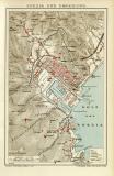 Spezia und Umgebung historischer Stadtplan Karte Lithographie ca. 1904
