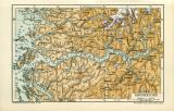 Sognefjord historische Landkarte Lithographie ca. 1904