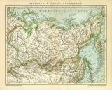 Sibirien I. Übersichtskarte historische Landkarte Lithographie ca. 1904