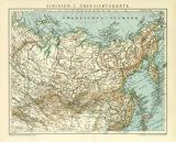 Sibirien I. Übersichtskarte historische Landkarte Lithographie ca. 1912