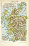 Schottland historische Landkarte Lithographie ca. 1904