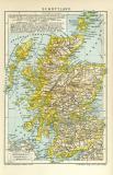 Schottland historische Landkarte Lithographie ca. 1909