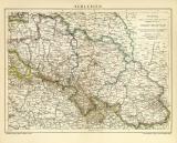 Schlesien historische Landkarte Lithographie ca. 1903