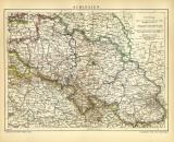 Schlesien historische Landkarte Lithographie ca. 1904