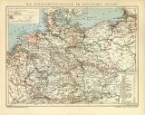 Die Schiffahrtsstrassen des Deutschen Reiches historische Landkarte Lithographie ca. 1904