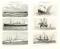 Schiffstypen I.-III. Segelschiffe Personendampfer historische Bildtafel Holzstich ca. 1903