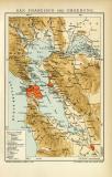 San Francisco und Umgebung historischer Stadtplan Karte Lithographie ca. 1905