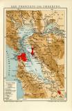 San Francisco und Umgebung historischer Stadtplan Karte Lithographie ca. 1907