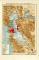 San Francisco und Umgebung historischer Stadtplan Karte Lithographie ca. 1907
