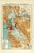 San Francisco und Umgebung historischer Stadtplan Karte Lithographie ca. 1909
