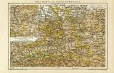 Salzburg und Salzkammergut historische Landkarte Lithographie ca. 1904