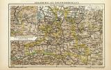 Salzburg und Salzkammergut historische Landkarte Lithographie ca. 1905