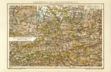 Salzburg und Salzkammergut historische Landkarte Lithographie ca. 1907