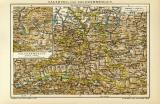Salzburg und Salzkammergut historische Landkarte Lithographie ca. 1909