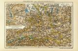 Salzburg und Salzkammergut historische Landkarte Lithographie ca. 1912