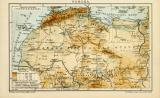 Sahara historische Landkarte Lithographie ca. 1904