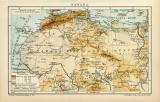 Sahara historische Landkarte Lithographie ca. 1905