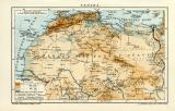 Sahara historische Landkarte Lithographie ca. 1907