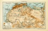 Sahara historische Landkarte Lithographie ca. 1909