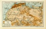 Sahara historische Landkarte Lithographie ca. 1911